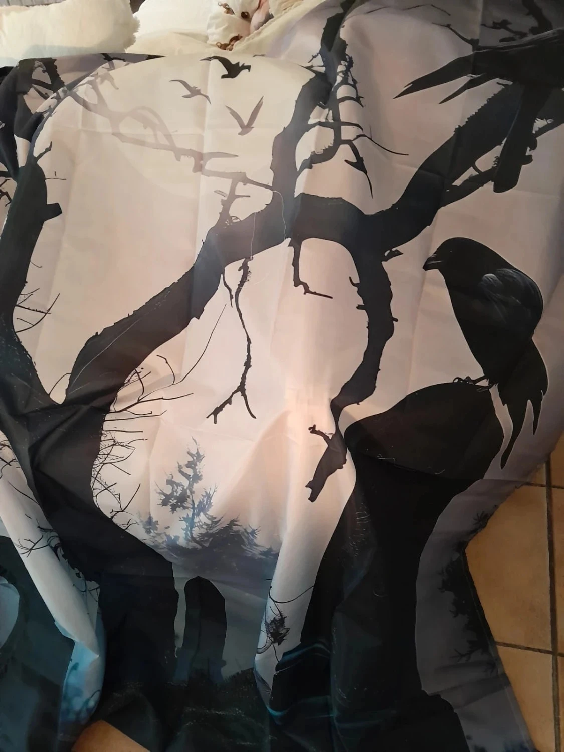 Cortina laminada, estilo Gótico -N°01 Motivos: Cemitério, corvos 180cm X 180cm – photo 3